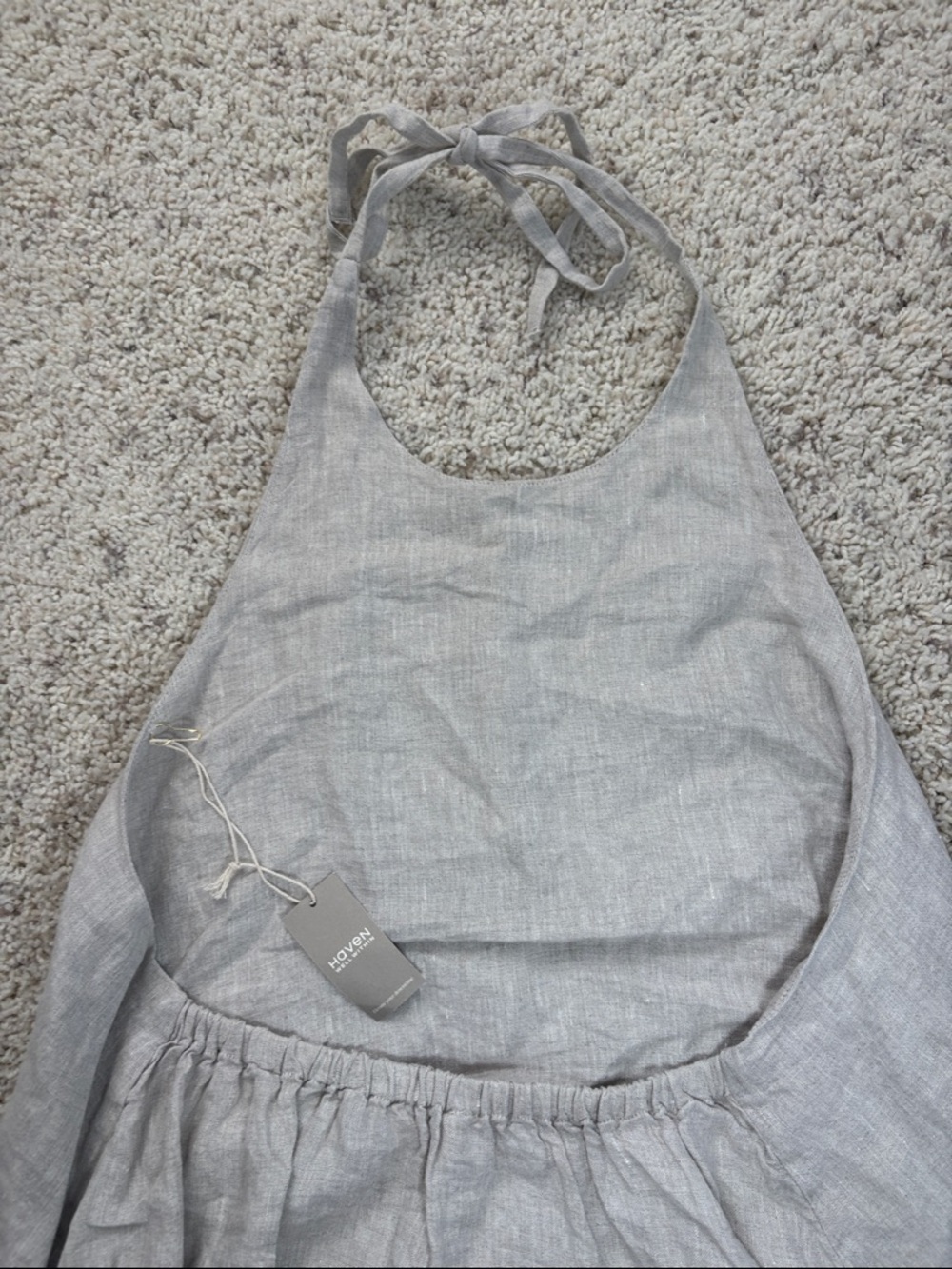 NWT Haven Well Within 100% Linen Halter Midi Dress Medium Tan - Picture 9 of 11